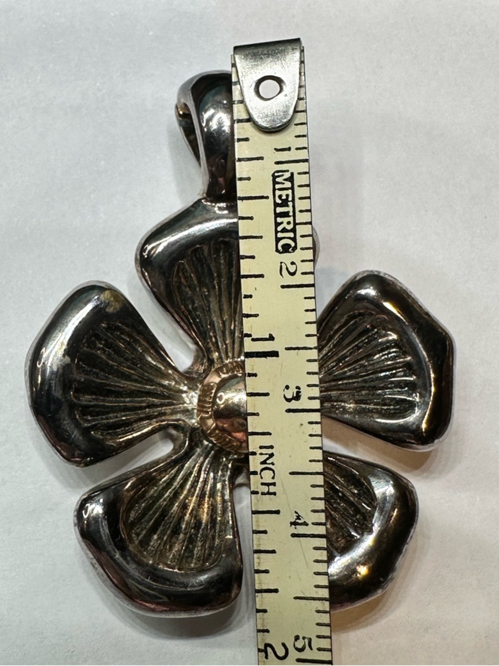 Joseph Esposito 14k Gold & Sterling Silver Flower Pendant Enhancer - Picture 2 of 8